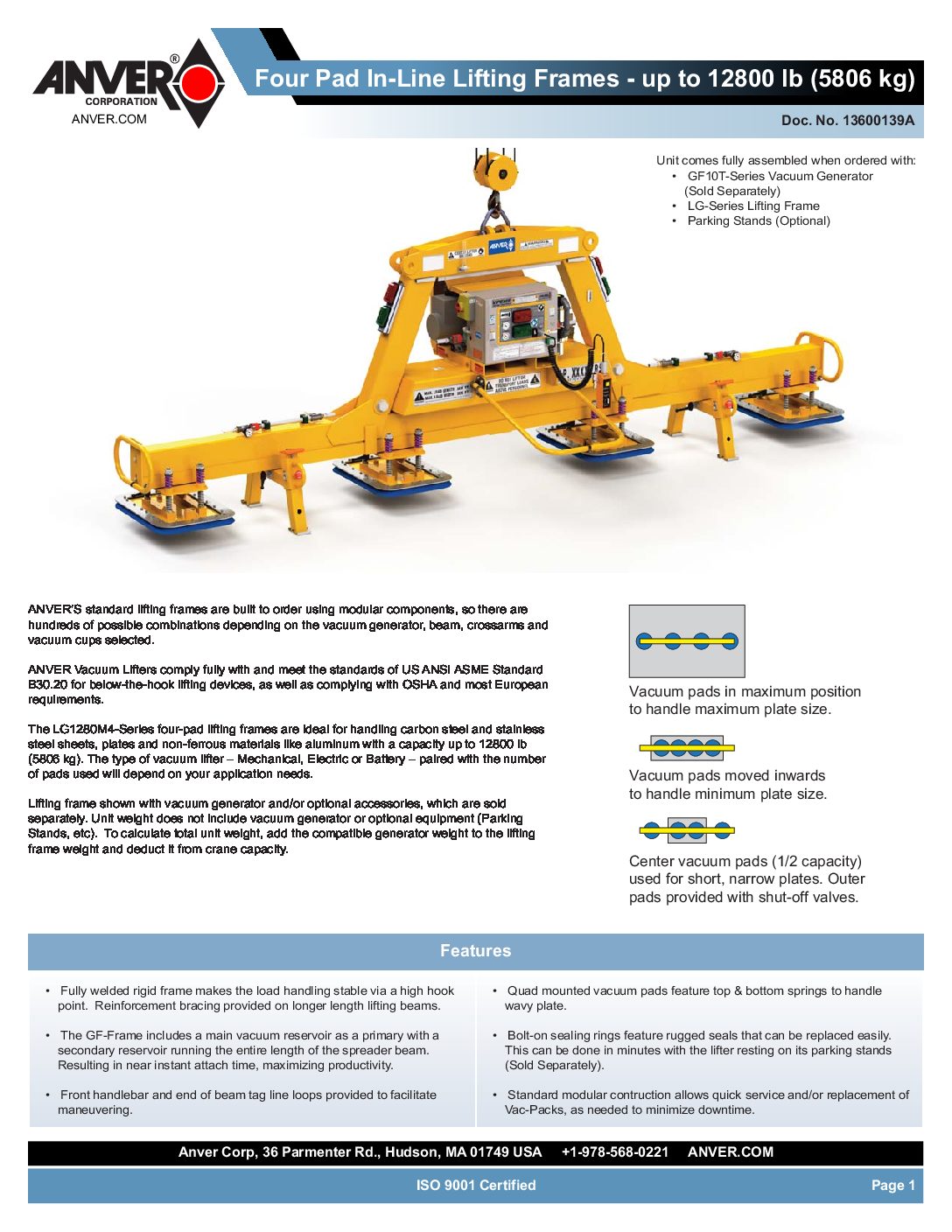 Anver Vacuum Pad Lifting Frames